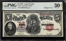 Fr. 91. 1907 $5 Legal Tender Note. PMG Very Fine 30 EPQ.

PCBLIC error.

From the Cartwright Collection.

Estimate: $250.00- $350.00