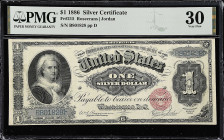 Fr. 215. 1886 $1 Silver Certificate. PMG Very Fine 30.

Rosecrans - Jordan signature combination with small red seal. Good eye appeal for the Very F...