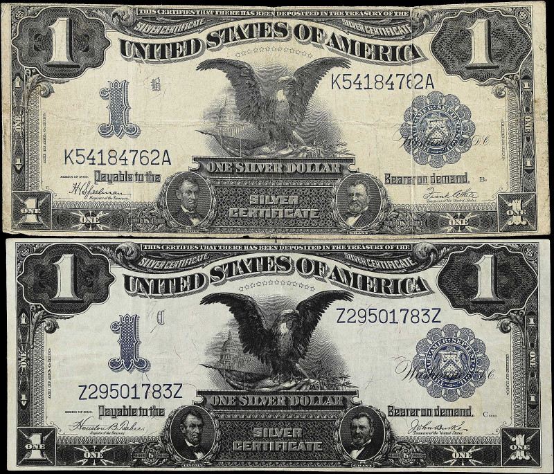 Lot of (2). Fr. 233 & 236. 1899 $1 Silver Certificate. Fine & Choice Very Fine....