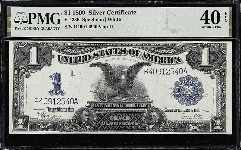 Fr. 236. 1899 $1 Silver Certificate. PMG Extremely Fine 40 EPQ.

This Black Ea...