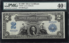 Fr. 249. 1899 $2 Silver Certificate. PMG Extremely Fine 40 EPQ.

Lyons - Roberts signature combination. Original paper and good mid-grade appeal.

...