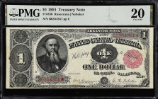 Fr. 350. 1891 $1 Treasury Note. PMG Very Fine 20.

A popular Open Back treasury Ace.

From the Cartwright Collection.

Estimate: $250.00- $350.0...