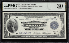 Fr. 710. 1918 $1 Federal Reserve Bank Note. Boston. PMG Very Fine 30.

Elliott - Burke - Willett - Morss signature combination.

From the Cartwrig...