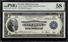 Fr. 712. 1918 $1 Federal Reserve Bank Note. New York. PMG Choice About Uncirculated 58 EPQ.

Teehee - Burke - Hendricks - Strong signature combinati...
