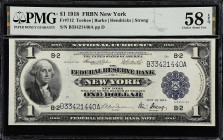 Fr. 712. 1918 $1 Federal Reserve Bank Note. New York. PMG Choice About Uncirculated 58 EPQ.

Teehee - Burke - Hendricks - Strong signature combinati...