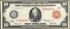 Fr. 893A. 1914 Red Seal $10 Federal Reserve Note. New York. Fine.

Pinholes. Edge wear.

Estimate: $125.00- $225.00