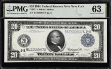 Lot of (2) Fr. 971a. 1914 $20 Federal Reserve Notes. New York. PMG Choice Uncirculated 63. Consecutive.

A consecutive pair of New York $20's. Both ...