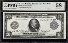Fr. 971a. 1914 $20 Federal Reserve Note. New York. PMG Choice About Uncirculated 58.

Dark design details on bright paper. Excellent appeal. PMG com...