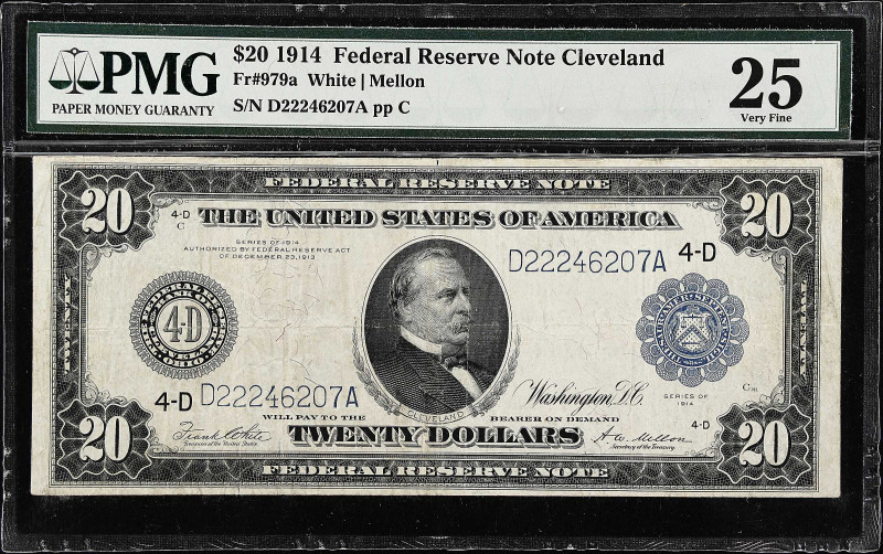 Fr. 979a. 1914 $20 Federal Reserve Note. Cleveland. PMG Very Fine 25.

White -...