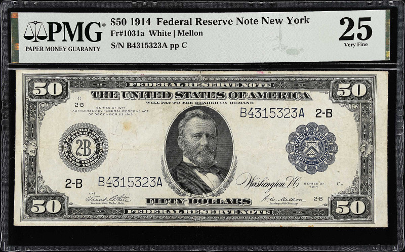 Fr. 1031a. 1914 $50 Federal Reserve Note. New York. PMG Very Fine 25.

White -...