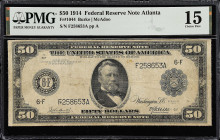 Fr. 1044. 1914 $50 Federal Reserve Note. Atlanta. PMG Choice Fine 15.

Burke - McAdoo signature combination.

Estimate: $150.00- $250.00