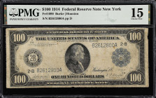Fr. 1090. 1914 $100 Federal Reserve Note. New York. PMG Choice Fine 15.

Burke - Houston signature combination. PMG comments "Rust".

Estimate: $5...