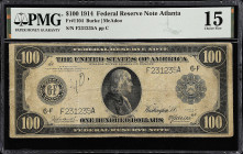 Fr. 1104. 1914 $100 Federal Reserve Note. Atlanta. PMG Choice Fine 15.

Burke - McAdoo signature combination. PMG comments "Tear, Annotation".

Es...