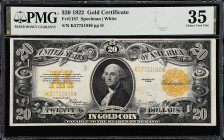 Fr. 1187. 1922 $20 Gold Certificate. PMG Choice Very Fine 35.

A mid-grade example of this popular type.

Estimate: $400.00- $600.00