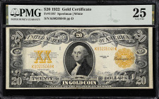 Fr. 1187. 1922 $20 Gold Certificate. PMG Very Fine 25.

PMG comments "Minor Rust".

Estimate: $300.00- $500.00