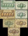 Lot of (7). Fr. 1230, 1241, 1242, 1281 & 1312. First Issue. 5 to 50 Cents. Fine to Extremely Fine.

An impressive group of seven First Issue notes. ...