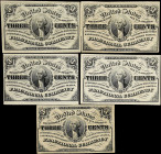 Lot of (5) Fr. 1226. 3 Cents. Third Issue. Choice Very Fine to About Uncirculated.

Four of the notes are in About Uncirculated condition and one is...