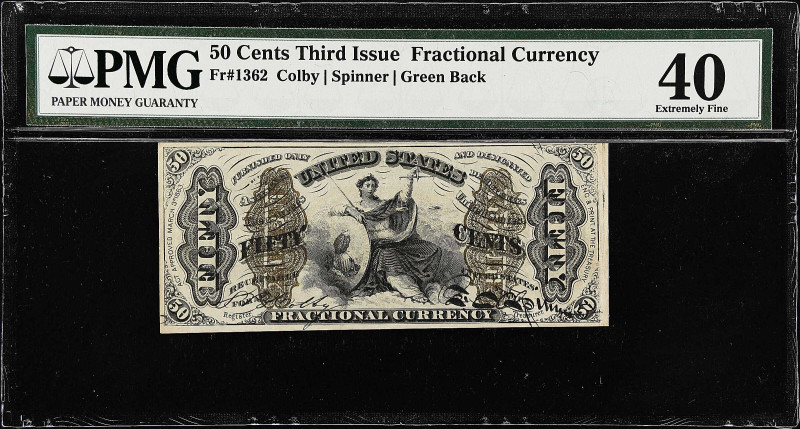 Fr. 1362. 50 Cents. Third Issue. PMG Extremely Fine 40.

Green back.

Estima...