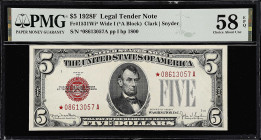 Fr. 1531Wi*. 1928F $5 Legal Tender Note. PMG Choice About Uncirculated 58 EPQ.

A Wide I replacement offered with original paper.

Estimate: $150....