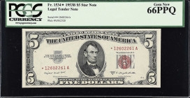 Fr. 1534*. 1953B $5 Legal Tender Star Note. PCGS Currency Gem New 66 PPQ.

A Gem example of this replacement Legal Tender Five.

Estimate: $125.00...