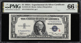 Fr. 1610. 1935A $1 Silver Certificate. (S) Experimental. PMG Gem Uncirculated 66 EPQ.

S-C block. Broad margins and back fresh appeal are found on t...