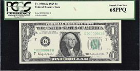Lot of (4). Fr. 1900-G, 1908-F, 1914-A & 1933-F. 1963-2006 $1 Federal Reserve Note. PMG Choice Uncirculated 64 EPQ to PCGS Currency Superb Gem New 68 ...