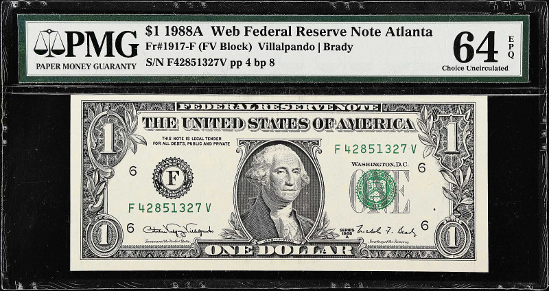 Lot of (3). Fr. 1917-F & 1920-C. 1988A-93 $1 Federal Reserve Notes. PMG Choice U...