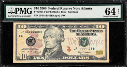 Lot of (3). Fr. 2041-F. 2009 $10 Federal Reserve Notes. Atlanta. PMG Choice Uncirculated 64 EPQ & Gem Uncirculated 65 EPQ. Consecutive.

Consecutive...