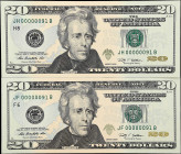 Lot of (2). Fr. 2095-F & 2095-H. 2009 $20 Federal Reserve Note. Gem Uncirculated. Serial Number 91.

Both are Serial Number 91.

Estimate: $100.00...