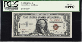 Fr. 2300. 1935A $1 Hawaii Emergency Note. PCGS Currency Gem New 65 PPQ.

A better F-C block note, especially in this Gem level of preservation.

E...
