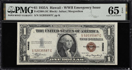Fr. 2300. 1935A $1 Hawaii Emergency Note. PMG Gem Uncirculated 65 EPQ.

S-C block. Gem.

Estimate: $200.00- $300.00