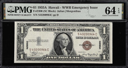 Fr. 2300. 1935A $1 Hawaii Emergency Note. PMG Choice Uncirculated 64 EPQ.

S-C block. Nearly Gem.

Estimate: $150.00- $200.00