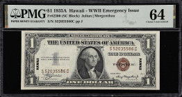 Fr. 2300. 1935A $1 Hawaii Emergency Note. PMG Choice Uncirculated 64.

PMG comments "Stains".

Estimate: $100.00- $150.00