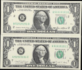 Lot of (2). Fr. 1913-B & 1916-G. 1985-88A $1 Federal Reserve Notes. Gem Uncirculated. Repeater Serial Numbers.

Super repeater serial numbers.

Es...