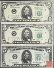 Lot of (3). Fr. 1962-G & 1974-G. 1950A-1977 $5 Federal Reserve Notes. Chicago. About Uncirculated. Solvent Spill Errors.

Two of the notes are conse...