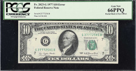 Fr. 2023-G. 1977 $10 Federal Reserve Note. Chicago. PCGS Currency Gem New 66 PPQ. Partial Back to Face Offset.

Partial Back to Face Offset.

Esti...