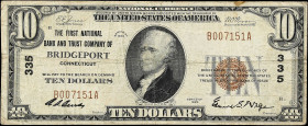 Bridgeport, Connecticut. $10 1929 Ty. 1. Fr. 1801-1. The First NB & TC. Charter #335. Fine.

Stains.

Estimate: $60.00- $80.00