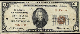 New Haven, Connecticut. $20 1929 Ty. 1. Fr. 1802-1. The First NB & TC. Charter #2. Fine.

This note is offered in Fine condition.

Estimate: $100....