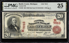 Battle Creek, Michigan. $20 1902 Red Seal. Fr. 639. Central NB. Charter #7013. PMG Very Fine 25.

This will be the first $20 Red Seal to come forth ...