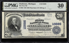 Gladstone, Michigan. $20 1902 Plain Back. Fr. 658. The First NB. Charter #10886. PMG Very Fine 30.

A must-have denomination to acquire from this De...