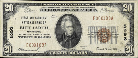 Blue Earth, Minnesota. $20 1929 Ty. 1. Fr. 1802-1. First and Farmers NB. Charter #5393. Very Fine.

A neat place title, which should attract spirite...