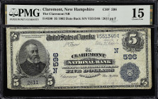 Claremont, New Hampshire. $5 1902 Date Back. Fr. 590. The Claremont NB. Charter #596. PMG Choice Fine 15.

A popular New Hampshire issuer to acquire...