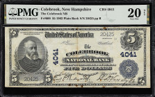 Colebrook, New Hampshire. $5 1902 Plain Back. Fr. 600. The Colebrook NB. Charter #4041. PMG Very Fine 20 Net. Rust.

PMG comments "Rust".

From th...