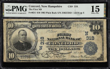 Concord, New Hampshire. $10 1902 Plain Back. Fr. 624. The First NB. Charter #318. PMG Choice Fine 15.

A $10 Plain Back from this Concord issuer.
...
