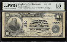 Manchester, New Hampshire. $10 1902 Plain Back. Fr. 625. The Merchants NB. Charter #1520. PMG Choice Fine 15.

A $10 Plain Back in a Choice Fine gra...
