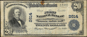 Albuquerque, New Mexico. $20 1902 Plain Back. Fr. 660. The First NB. Charter #2614. Fine. 

Edge wear. Rust. Missing paper. Pinholes. Stains.

Est...