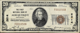 Albuquerque, New Mexico. $20 1929 Ty. 1. Fr. 1802-1. The First NB. Charter #2614. Fine. 

A $20 from this popular New Mexico issuer.

Estimate: $1...