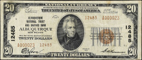 Albuquerque, New Mexico. $20 1929 Ty. 2. Fr. 1802-2. Albuquerque NT & SB. Charter #12485. Very Fine.

Pinholes. Staining.

Estimate: $150.00- $200...