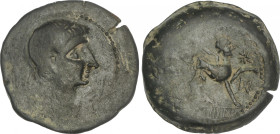 As. 180 a.C. CASTULO (CAZLONA, Jaén). Anv.: Cabeza diademada a derecha. Rev.: Esfinge a derecha con estrella y letra ibérica Co delante, debajo leyend...