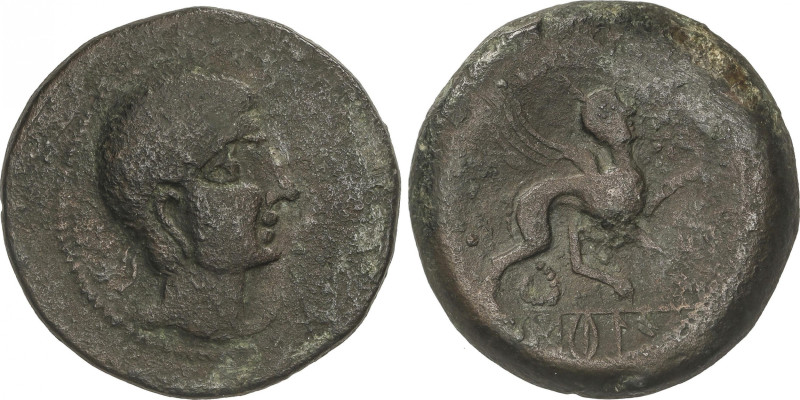 As. 180 a.C. CASTULO (CAZLONA, Jaén). Anv.: Cabeza diademada a derecha. Rev.: Es...